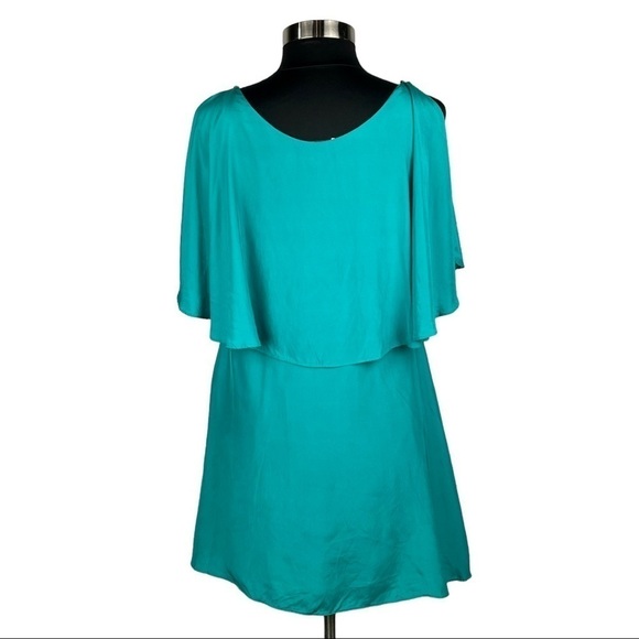 ANNIE GRIFFIN REBECCA SILK SEA GLASS CAPE EFFECT MINI DRESS - Picture 3 of 15